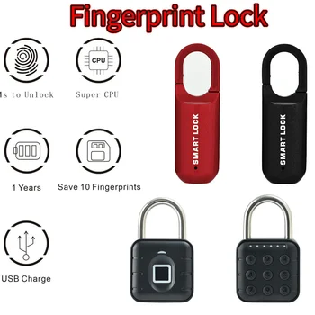 Mini Fingerprint Padlock USB Keyless Luggage Lock Electronic Lock Smart Biometric Fingerprint Door Lock Quick Unlock For Travel 1