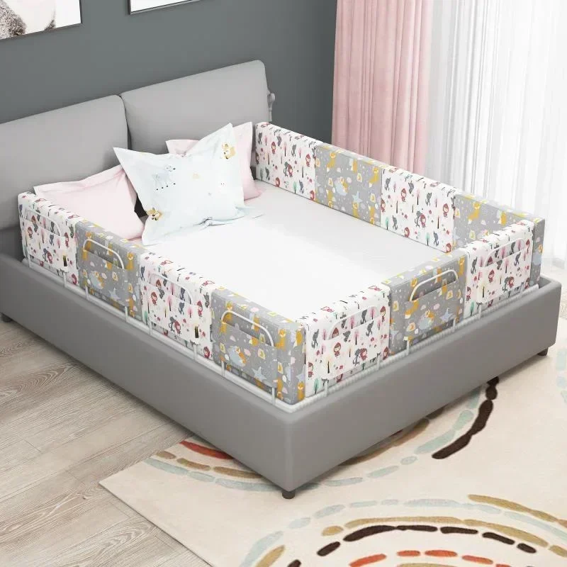 Baby Bed Rail Guard Height Adjustable Anti-collision Guardrail Children Bed Fence General Soft Gate Crib Rail Baby Playpens