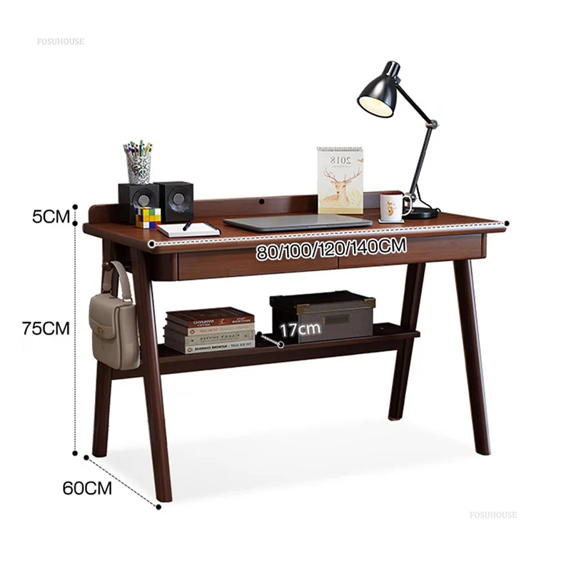 Nordic solid wood computer desk for home bedroom student reading desk small apartment office furniture