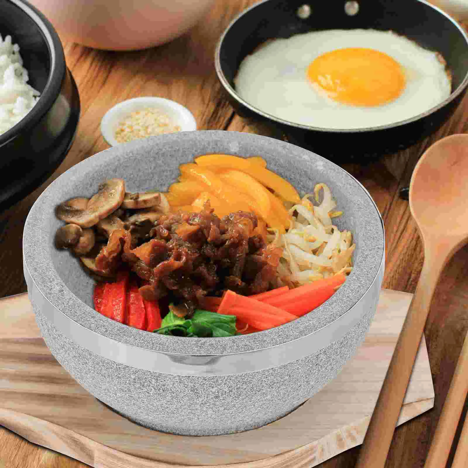 가정용 식물 나무 그릇, 돌 그릇, 냄비 비빔밥, 서비스 그릇, 한국 도자기 냄비, 라멘 노들 그릇