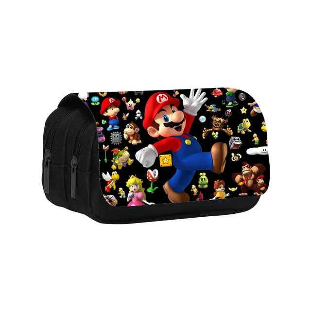 Super Mario Bros Cartoon astuccio a doppio strato Mario Anime figure  cancelleria borsa portamatite di grande