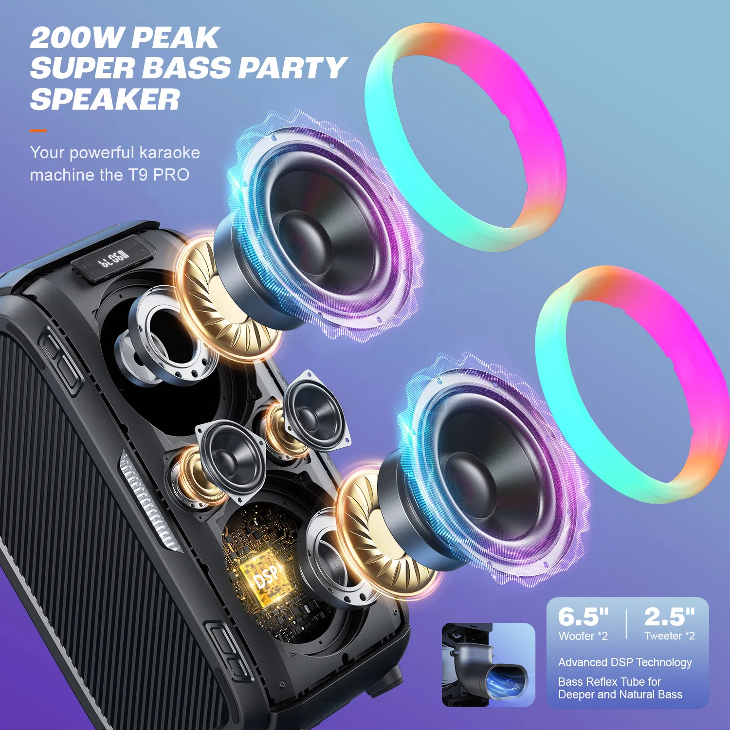 Bluetooth Speaker W-KING 250W PEAK Large 120dB 12 Custom Bass V5.3 Big Party Boombox Portable Wireless