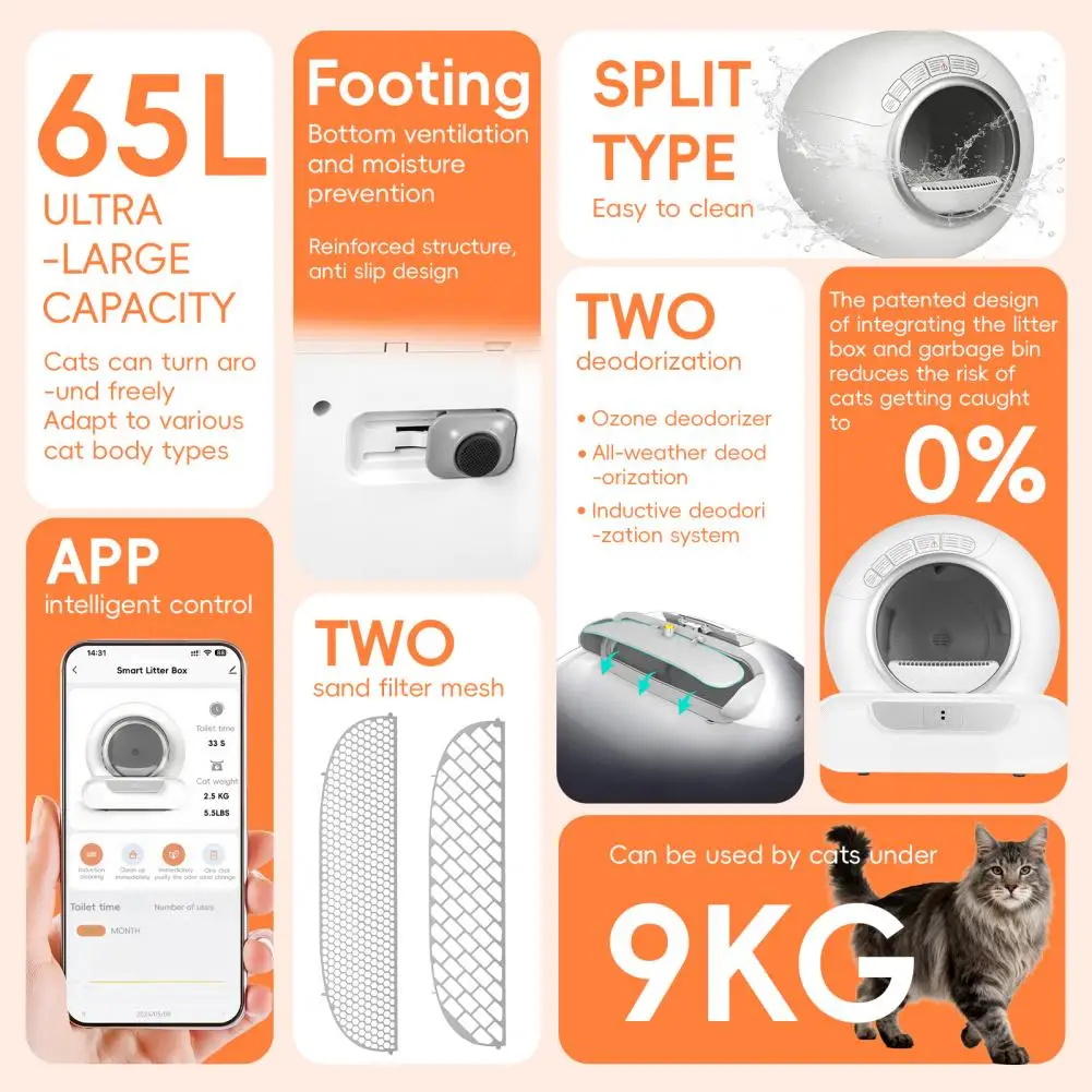 Automatic Self-cleaning Cat Litter Box With Smart Wifi App Control_voghion.com