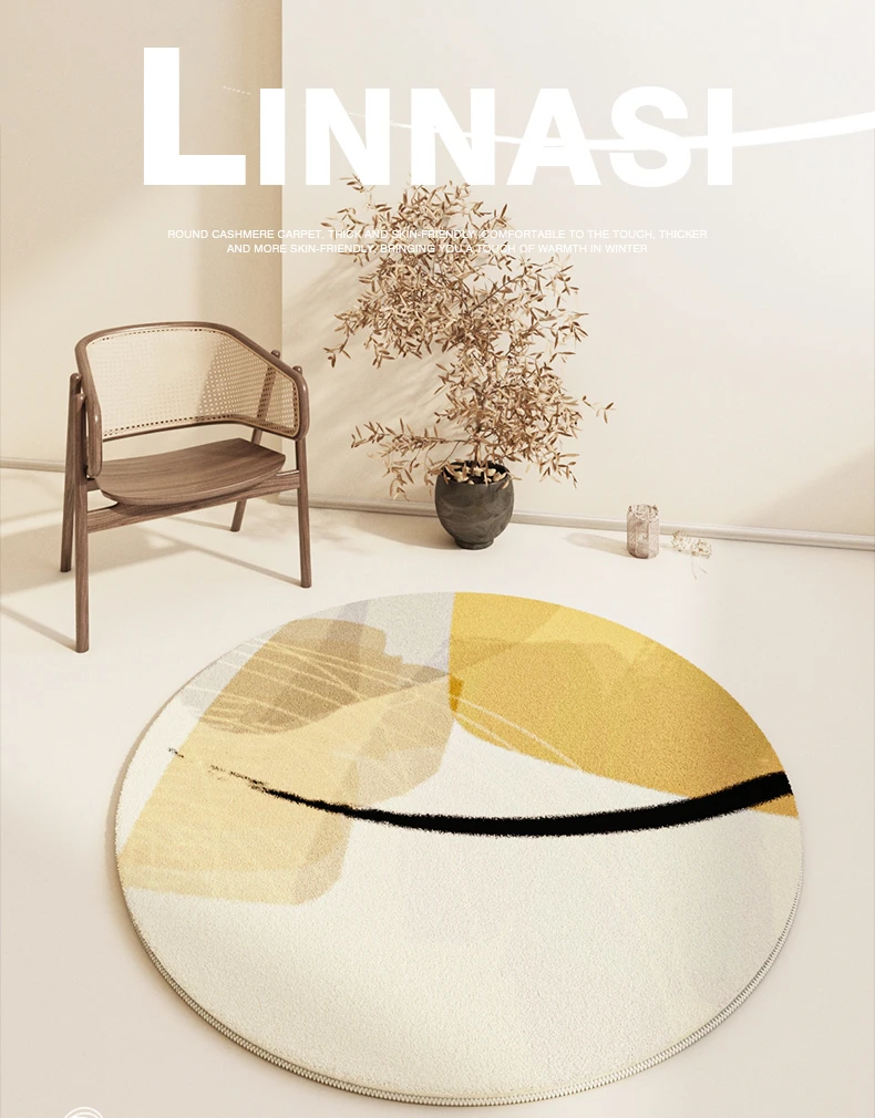 Modern Abstract Carpets for Living Room Minimalist Bedroom Decor Round Plush Rugs Chair Floor Mat Anti-slip Large Area Carpet 2