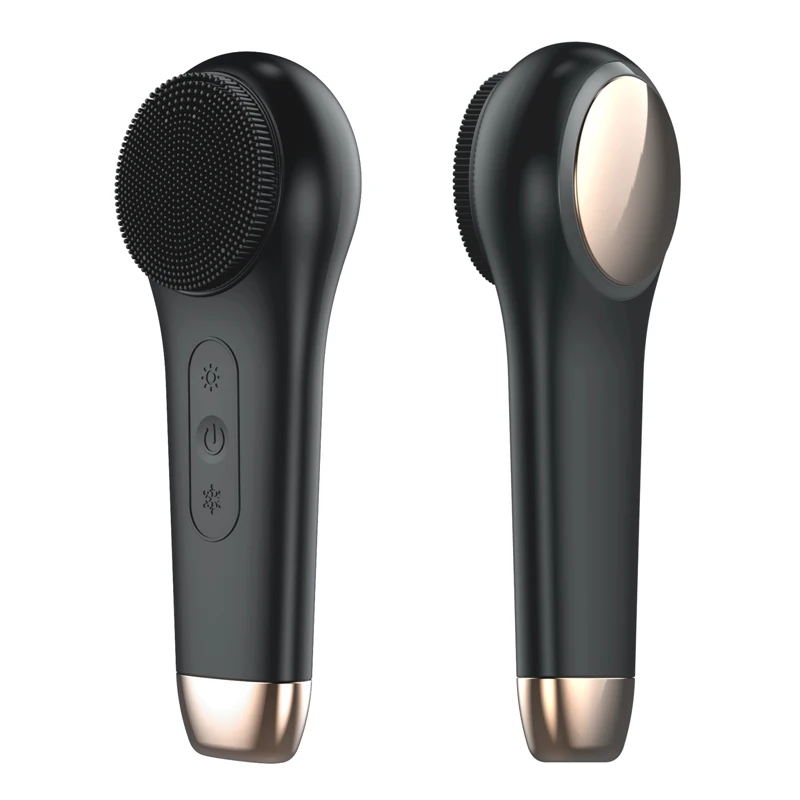 

Новое поступление, Электрический Вибрационный силиконовый массажер для лица с горячей и холодной температурой, щетка для очищения лица со светодиодной подсветкой