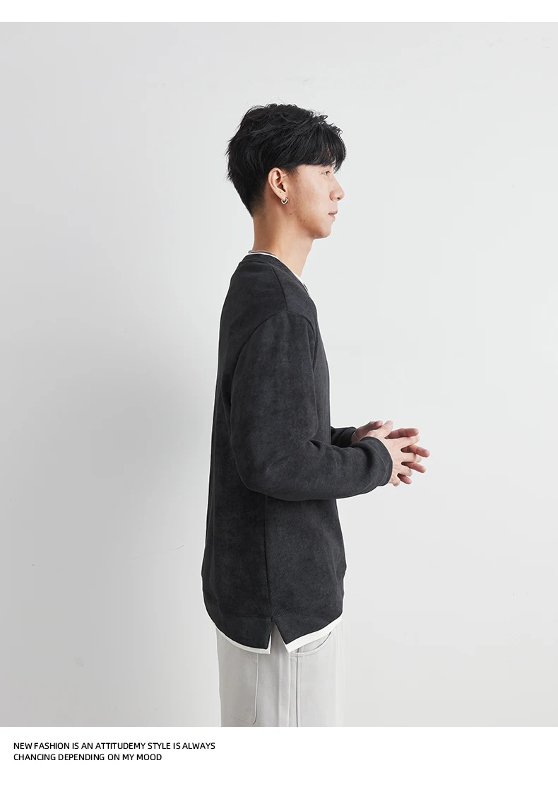 Autumn New Men Round Neck Sweate Loose Versatile Overhead Knitted Shirt Casual Koren Young Men's Pullover Sweatshirt Clothing