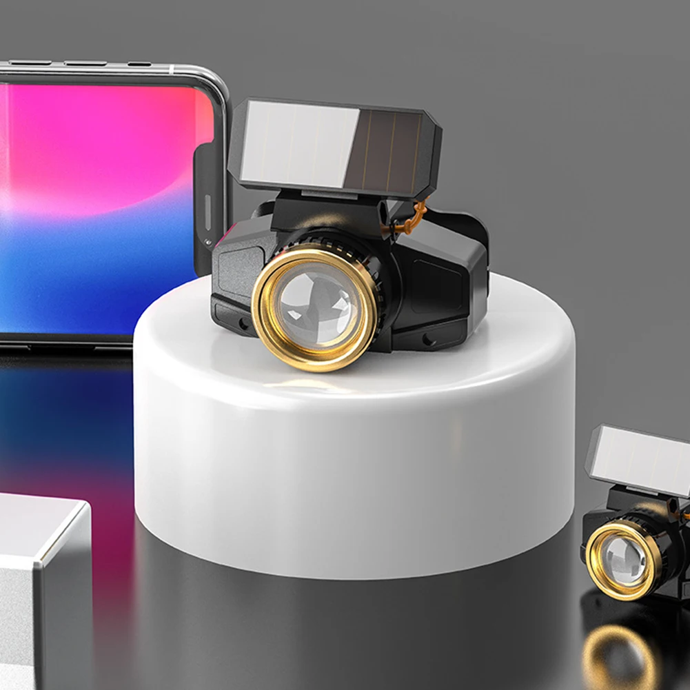 XPE LED Headlamp Sensor Headlight Solar USB Rechargeable Head Lamp Work Light Wide Range Light Flashlight for Outdoor