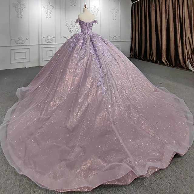 Quinceanera Dresses Ball Gown Crystal Vestidos De 15 Años Flowers Purple Sweetheart Beading Evening Party Dress 2022 2