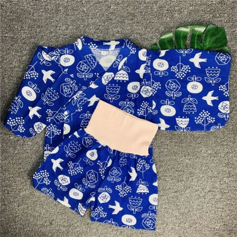 New Japanese Style Boys And Girls Kimono Sleepwear Children's Creative Cotton Comfortable Home Clothes Kimono Yukata LC978