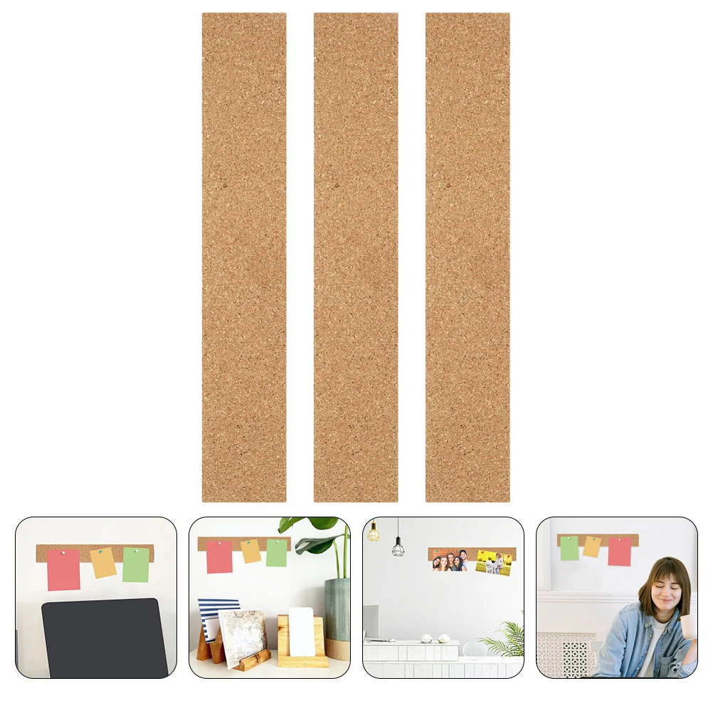 

3pcs Adhesive Cork Bulletin Bars Cork Bulletin Strips Memo Board Strips for Office