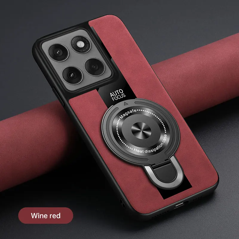 Luxury Silicone Leather Shockproof Case with Magnetic Ring Holder