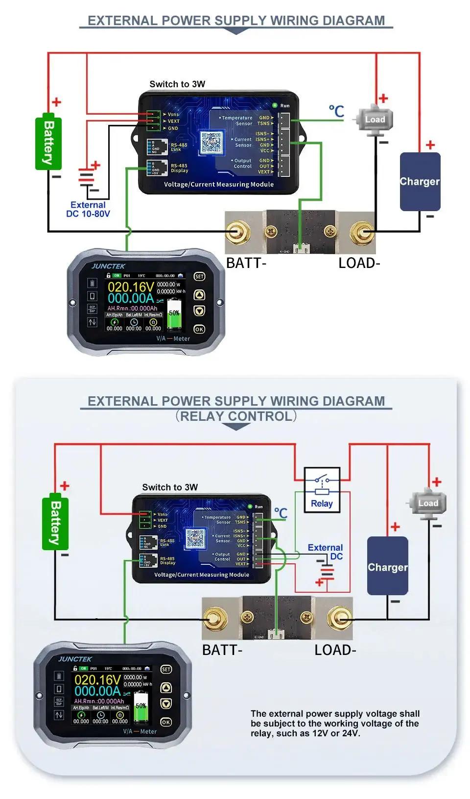 JUNCTEK KG-F Bluetooth DC battery monitor application