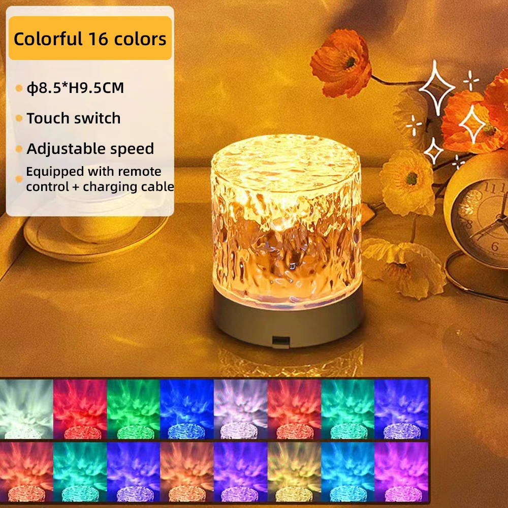 LED-Crystal-Table-Lamp-Rose-Light-Projector-16-3-Colors-Touch ...