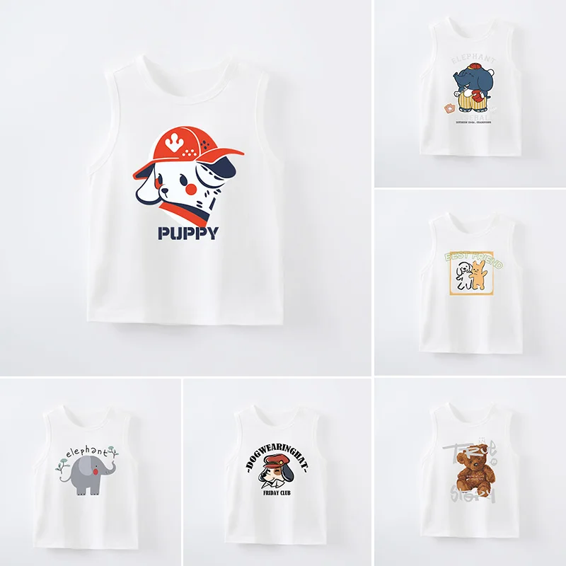 Children's Clothing Boys And Girls Cute Cartoon Fashion Casual And Comfortable Summer Round Neck Vest Sleeveless Baby T-Shirt