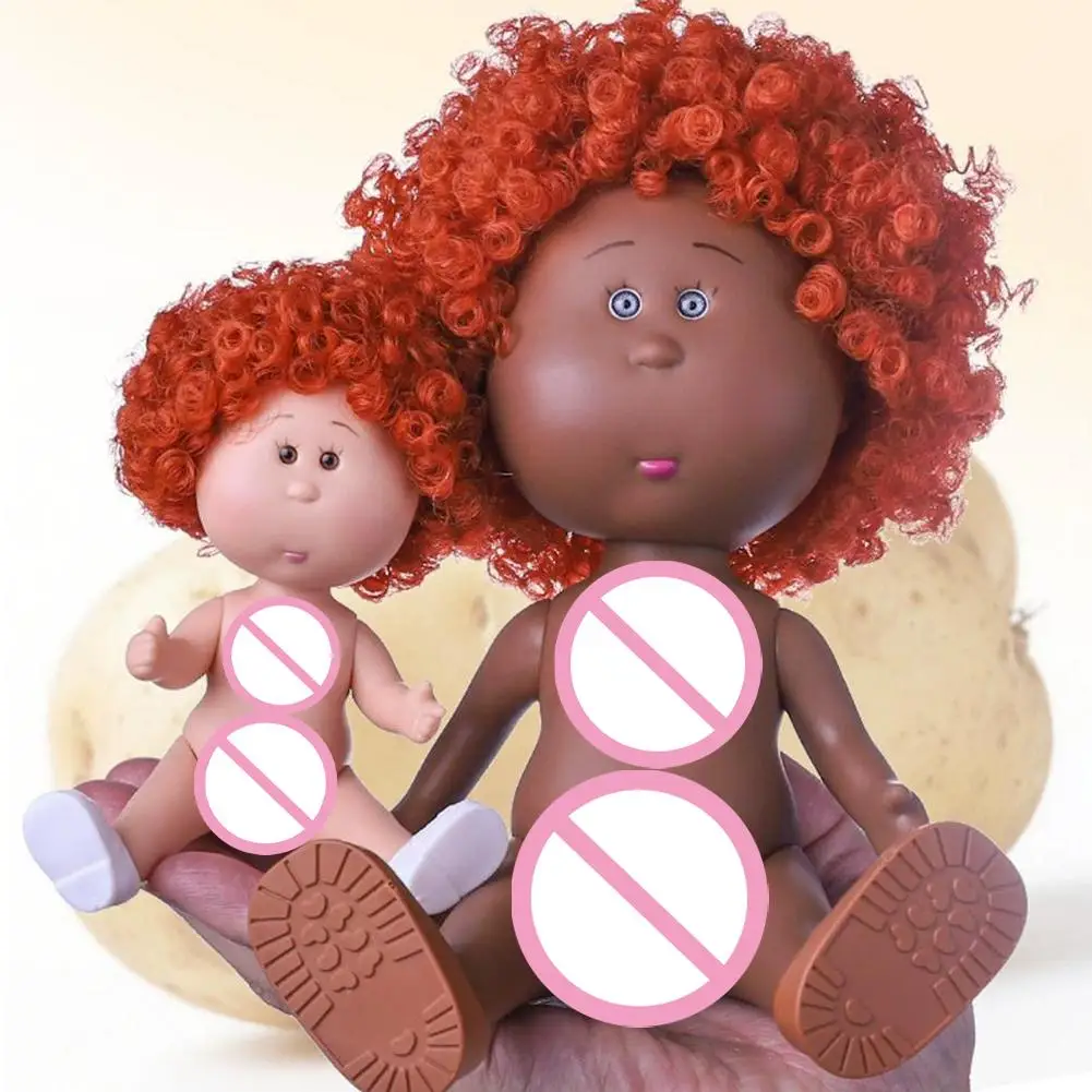 14cm 미니 감자 인형 5개 관절 가동 DIY 비닐 귀여운 인형 장난감 곱슬머리 14cm 콩눈 비닐 인형 어두운 피부 드레스업 인형 장난감