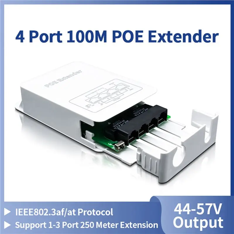 2X 4 포트 POE 익스텐더 100M 실외 방수 네트워크 POE 리피터 IP30 VLAN 44-57V 30W POE 카메라 무선 AP용