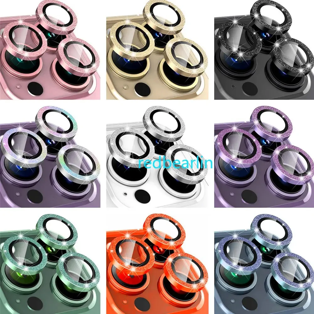 100pcs Luxury Glitter Diamond Camera Lens Protector For iPhone 15 11 12 13 14 Pro Max Back Camera Glass Protector Sticker Cap