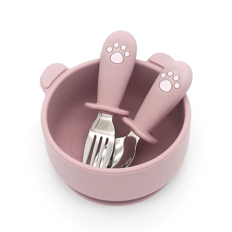 Baby Cartoon Tableware Set Children Utensil Stainless Steel Toddler Dinnerware Cutlery Cartoon Infant Food Feeding Spoon Fork silicone cutlery set learning spoons fork spoon set baby cutlery