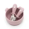 Baby Cartoon Tableware Set Children Utensil Stainless Steel Toddler Dinnerware Cutlery Cartoon Infant Food Feeding Spoon Fork 4