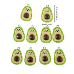 Set of 10 Adorable Green Avocado Resin Charms (10pcs)