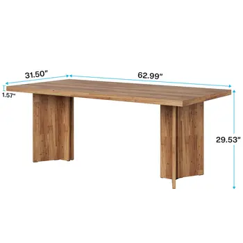 Tribesigns 63-inch Dining Table for 4-6, Farmhouse Kitchen Table with Large Tabletop, Rectangular Dinner Eating Table for Dining 2