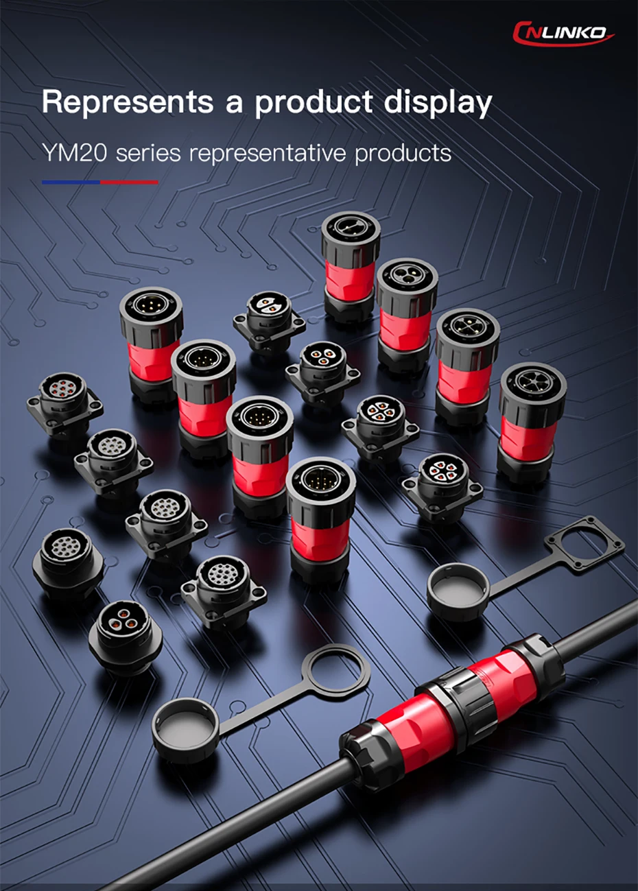 Description Picture 2 of itemCNLINKO M20 Electrical Waterproof Connector 2 3 4 5 7 9 12 14 Pin Solder Wiring Terminal Aviation Plug Industrial Panel Socket