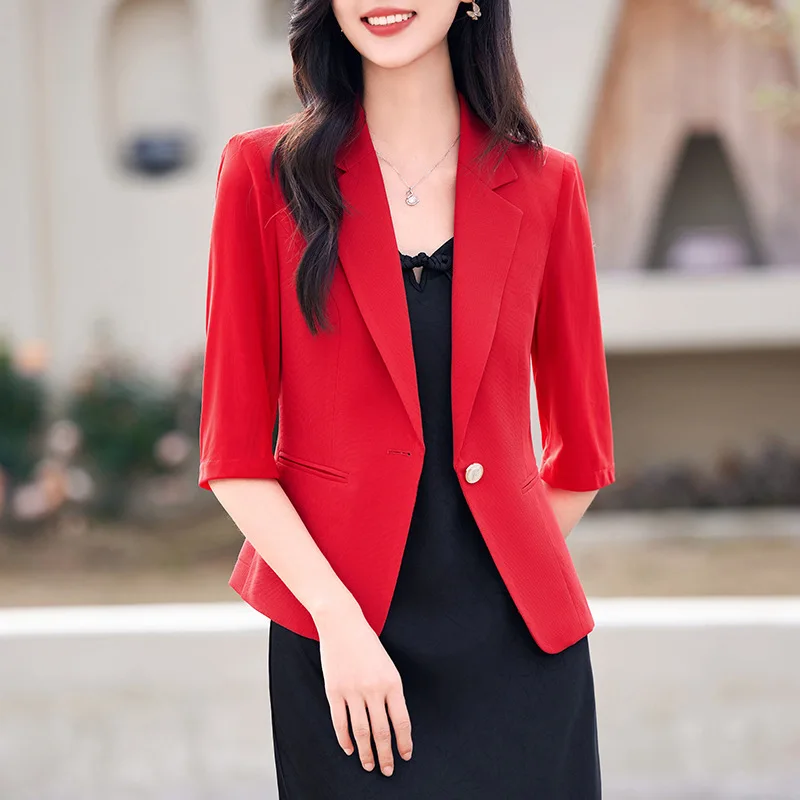 

Elegant Formal Blazers Jackets Coat for Women Spring Summer Professional Business Work Wear OL Styles Outwear Tops Blaser