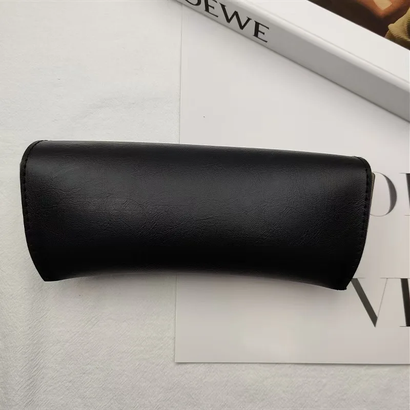 Black Leather Hard Shell Sunglasses Case - Stylish & Practical Magnetic Clamshell Design