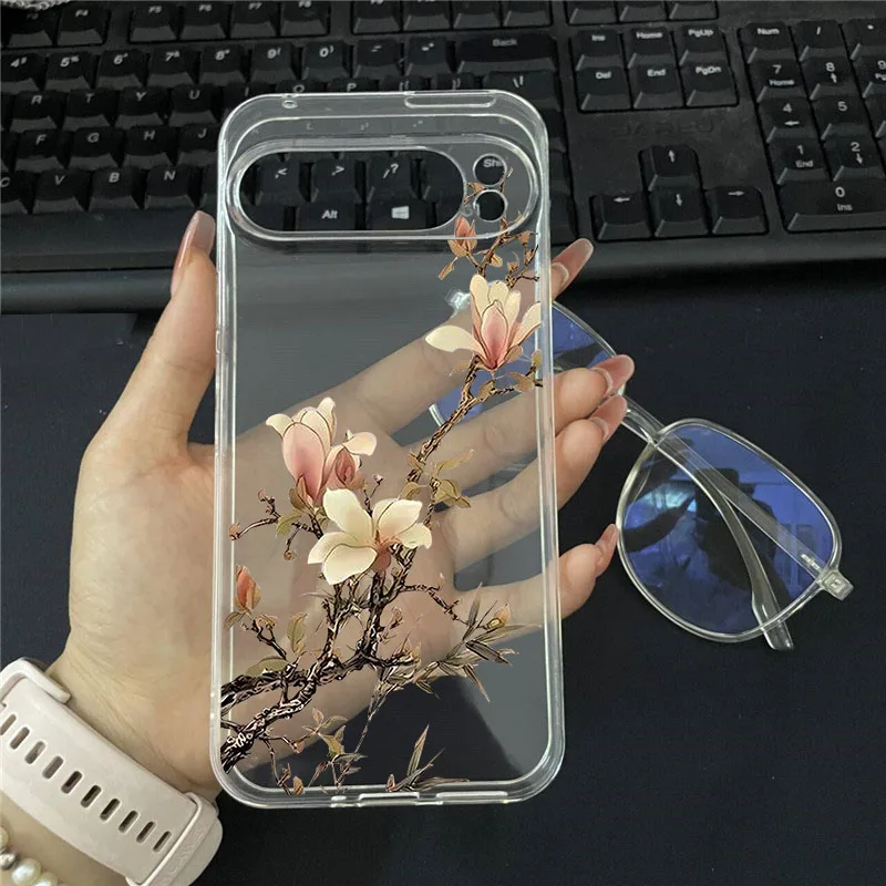 Plum Blossom Pink Magnolia Transparent Phone Case