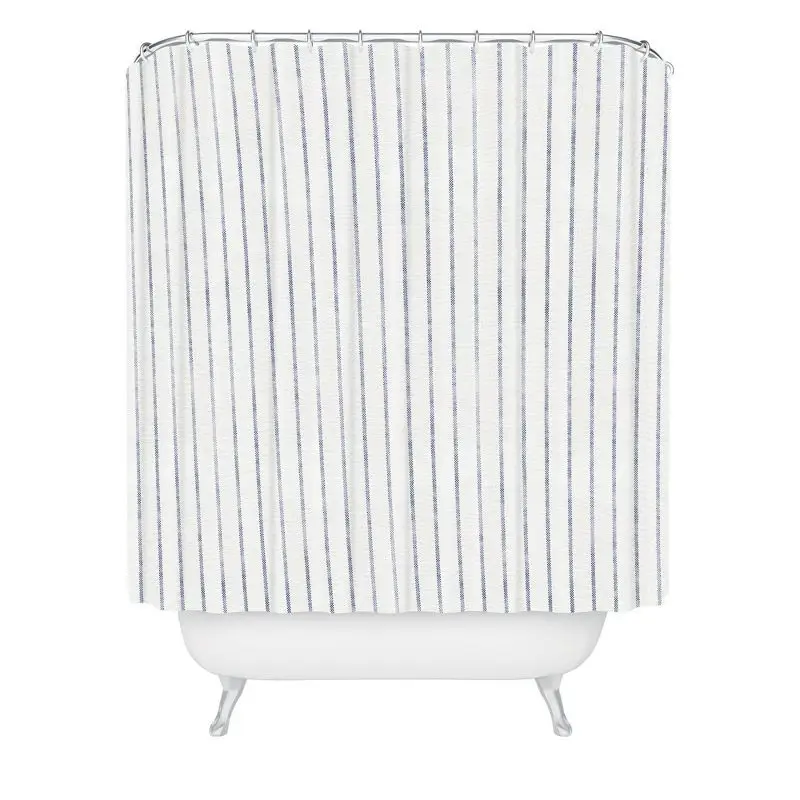 

Aegean Wide Striped Blue Shower Curtain for a Coastal Look