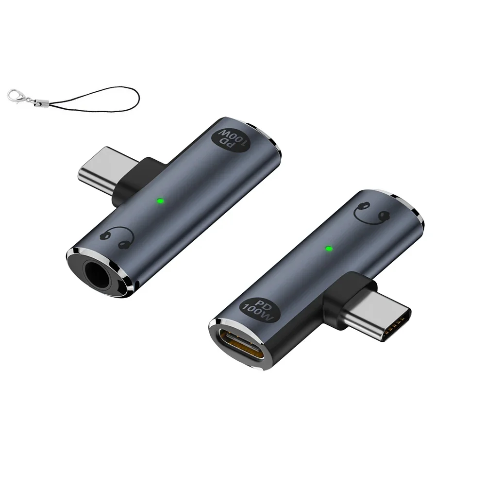 2 In 1 Type C Headphone Charging Connector AUX Audio Adapter PD100W USB C To 3.5mm HiFi Headphone Connector Parts