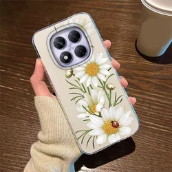 Transparent Clear Silicone Phone Case with Rose Flower and Daisy Oil Painting Design for Redmi 15 5G (169mm) (Zwhua23)