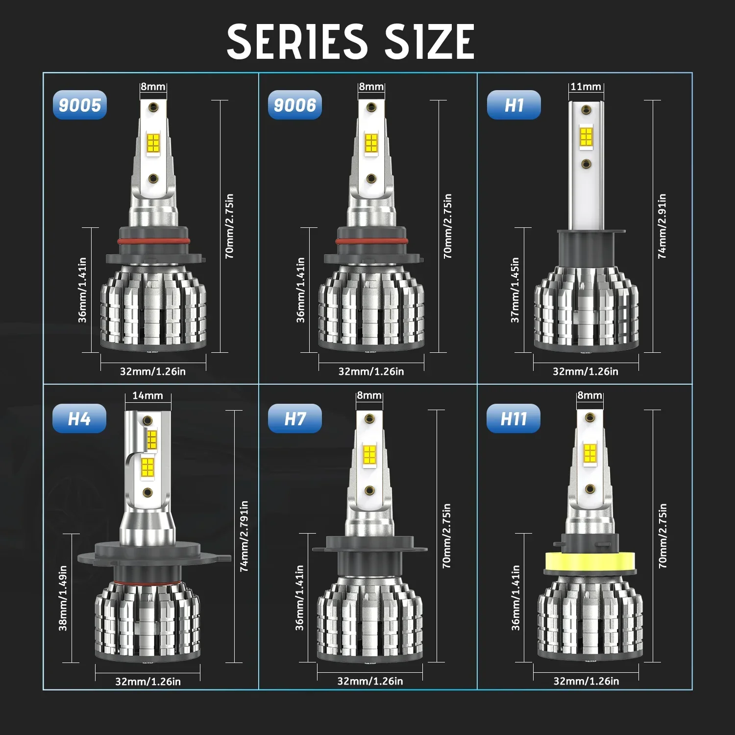 2개 H7 H4 LED 자동차 헤드라이트 전구 H8 H9 H11 H1 9005 HB3 9006 HB4 9012 HIR2 캔버스 1000W 1200000LM 6000K 터보 램프 자동차
