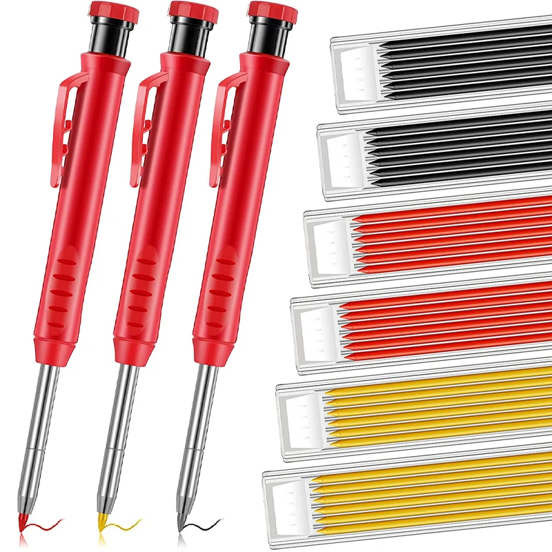 SolidCarpenterPencilSetWoodworkingToolsMechanicalPencil3ColorsRefillConstructionJob
