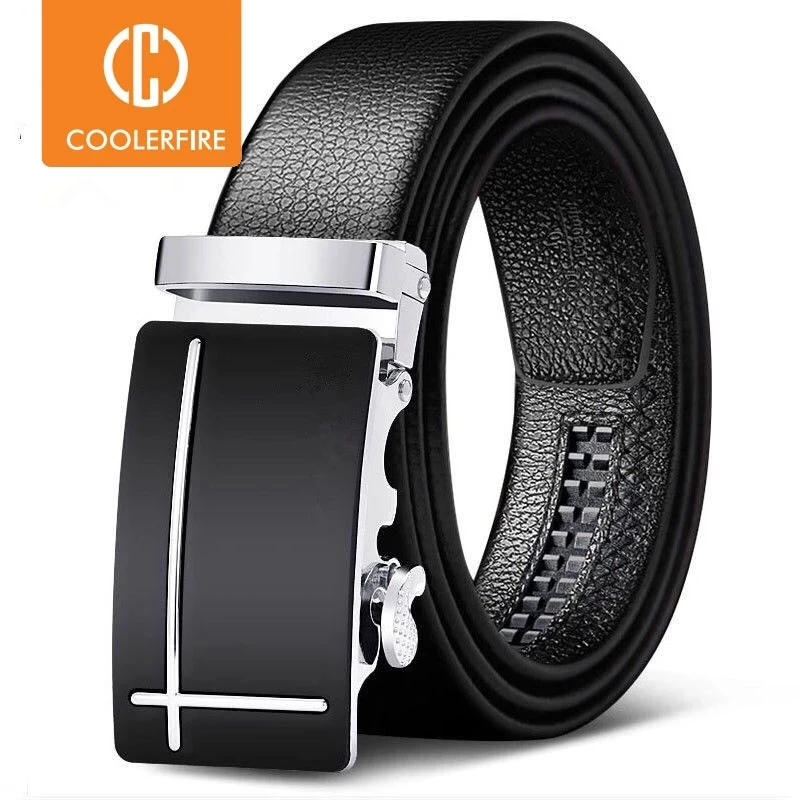 Genuine Leather Men Belt Automatic Buckle For Jeans