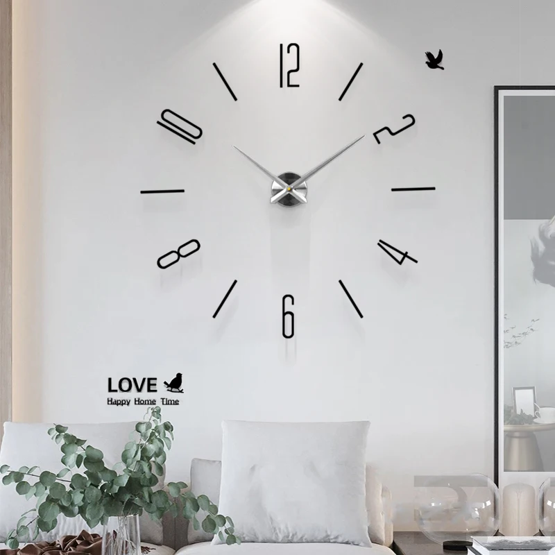 DIY Big Number 3D Wall Clock Quartz Watch Acrylic Mirror Sticker Oversize Wall Clock Wall Home Decor wall clock wall clock sticker