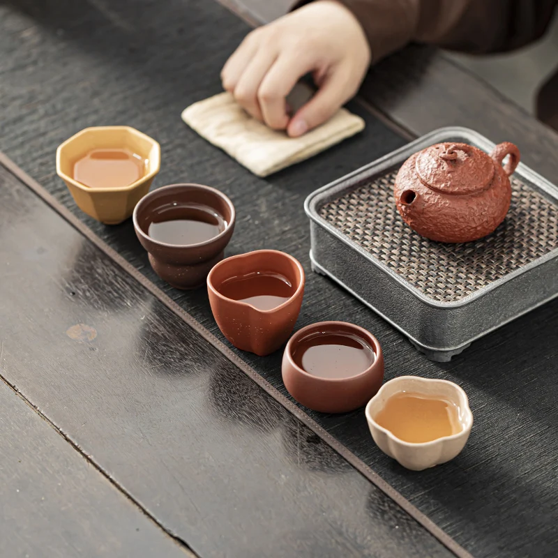 High-end Yixing Purple Clay Teacup Full Handmade Cup Kung Fu Tea Cup Tea Ceremony Accessories Small