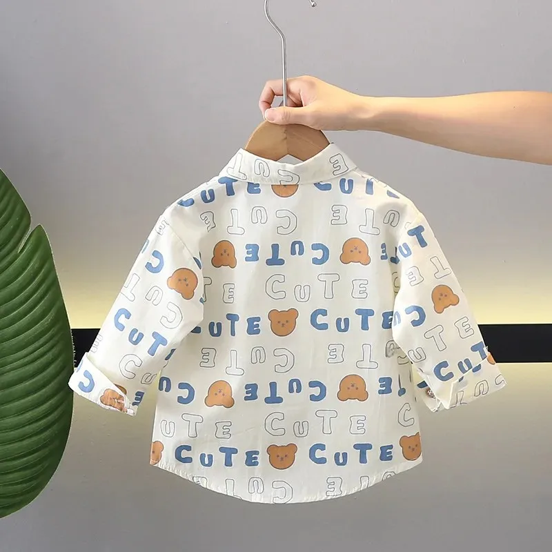 Spring Summer Plaid Shirt for Boys a Class Cotton Breathable Casual Long Sleeve Turn-down Collar Children's Open Cardigan