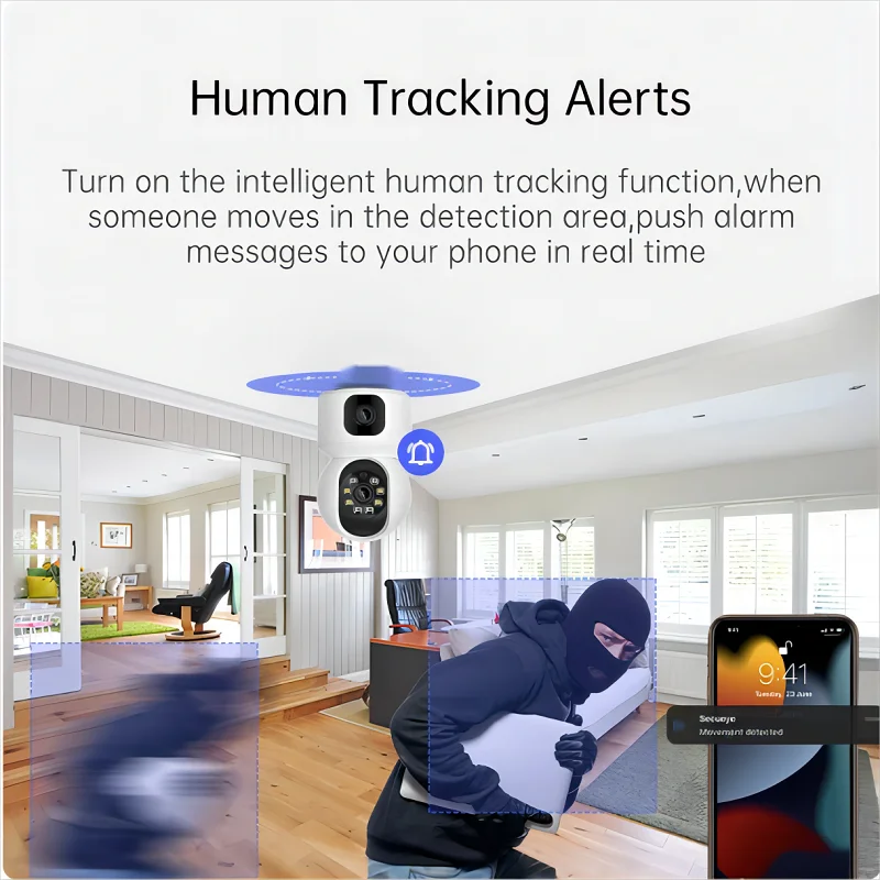 4K 8MP WiFi Home Security Camera Dual Screen Baby Monitor Ai Human Detection Color Night Vision CCTV