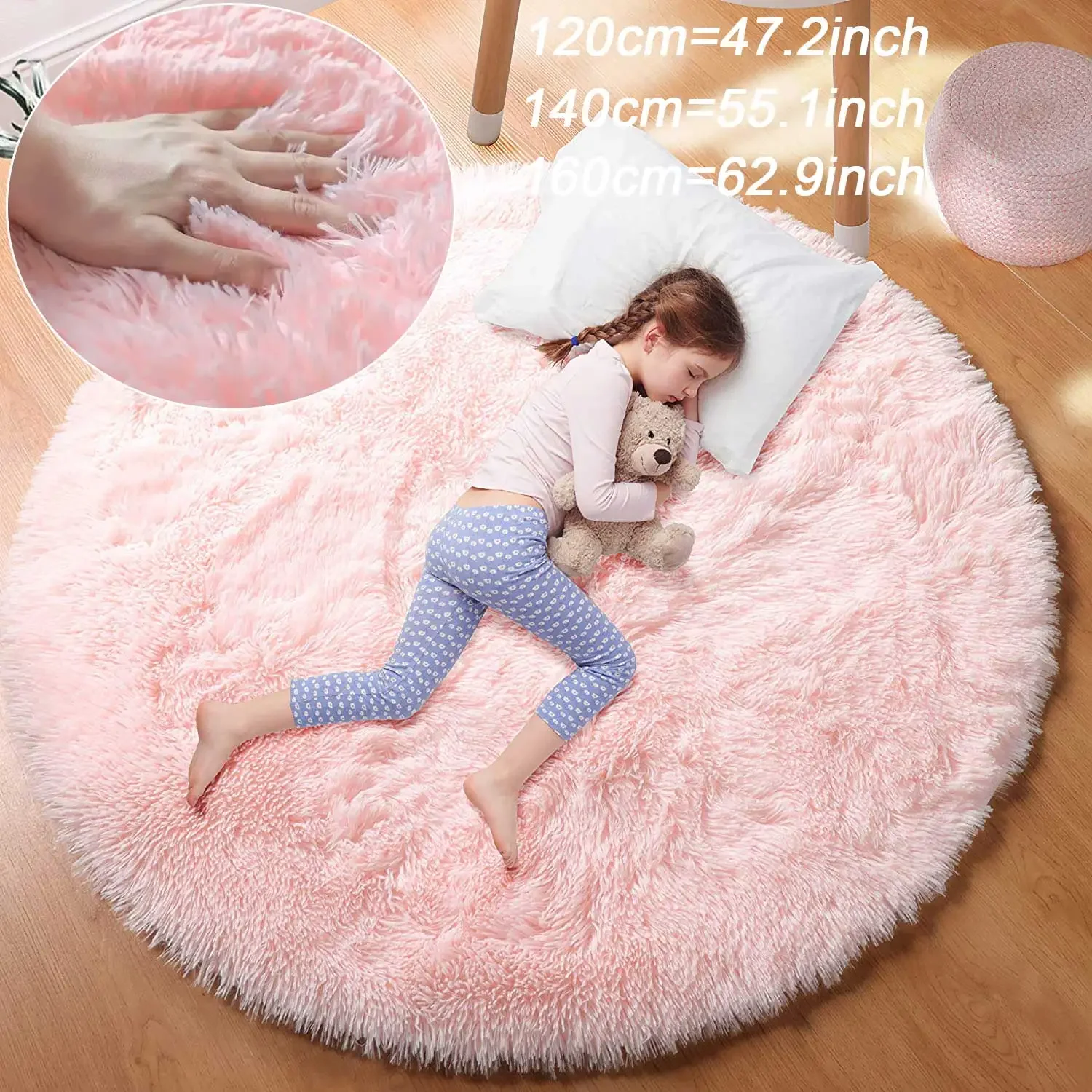 Tapete Redondo Super Macio de Pelúcia, Tapetes Brancos Fofos para Sala de Estar, Decoração de Casa, Quarto Infantil, Decoração de Salão, Pelo Grosso