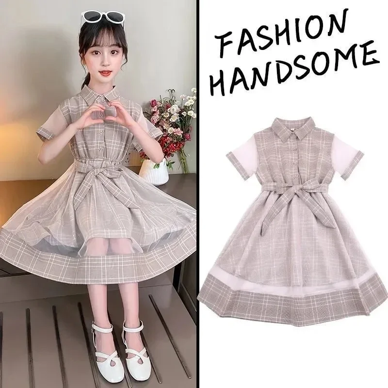 

Summer Girls Dresses for Kids Clothes Student Girls Party Princess Prom Dresses Tie-up Tight-waist Dress Comfort Dress 7 10 11y