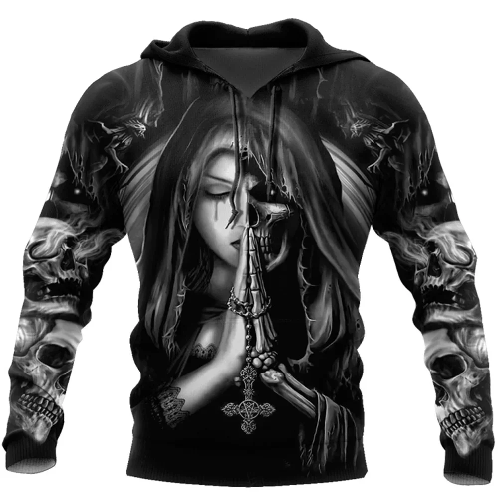 

Men's 3D Skull Printed Hooded Sweatshirt, Fashion Sweatshirt, Hip Hop, Harajuku Fashion, Vintage Clothing, High Quality Loose To