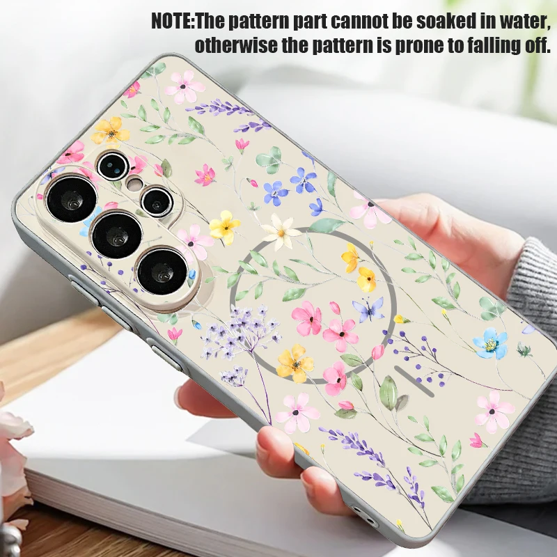 Magnetic Colorful Flower Hard Cover Phone Case