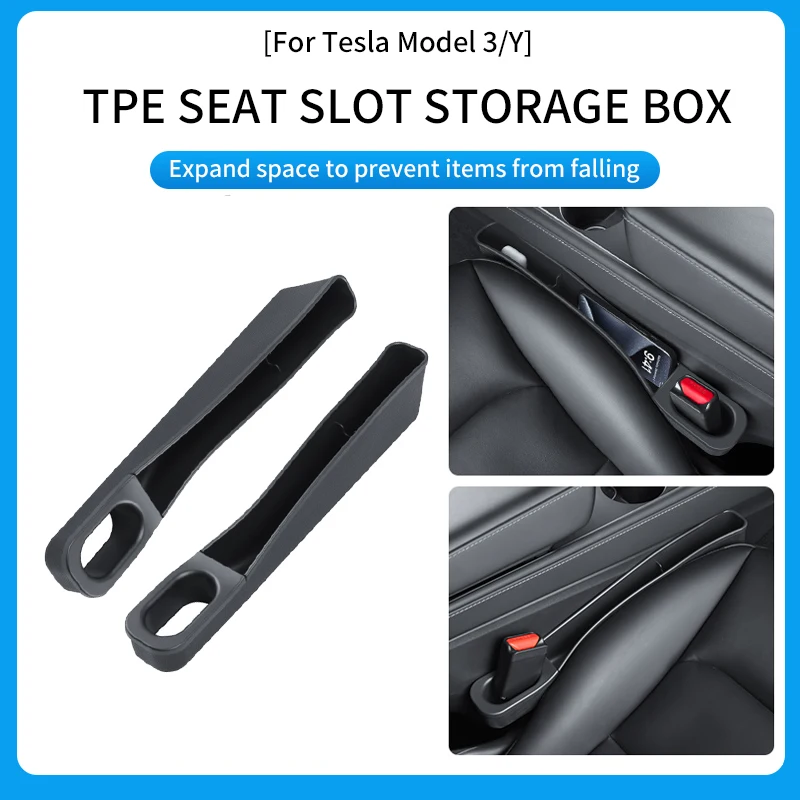 

Tesla Seat Gap Filler Organizer for Model 3 Model Y 2023 Accessories Auto Console Side Extra Storage Boxes Seat Crevice Trays