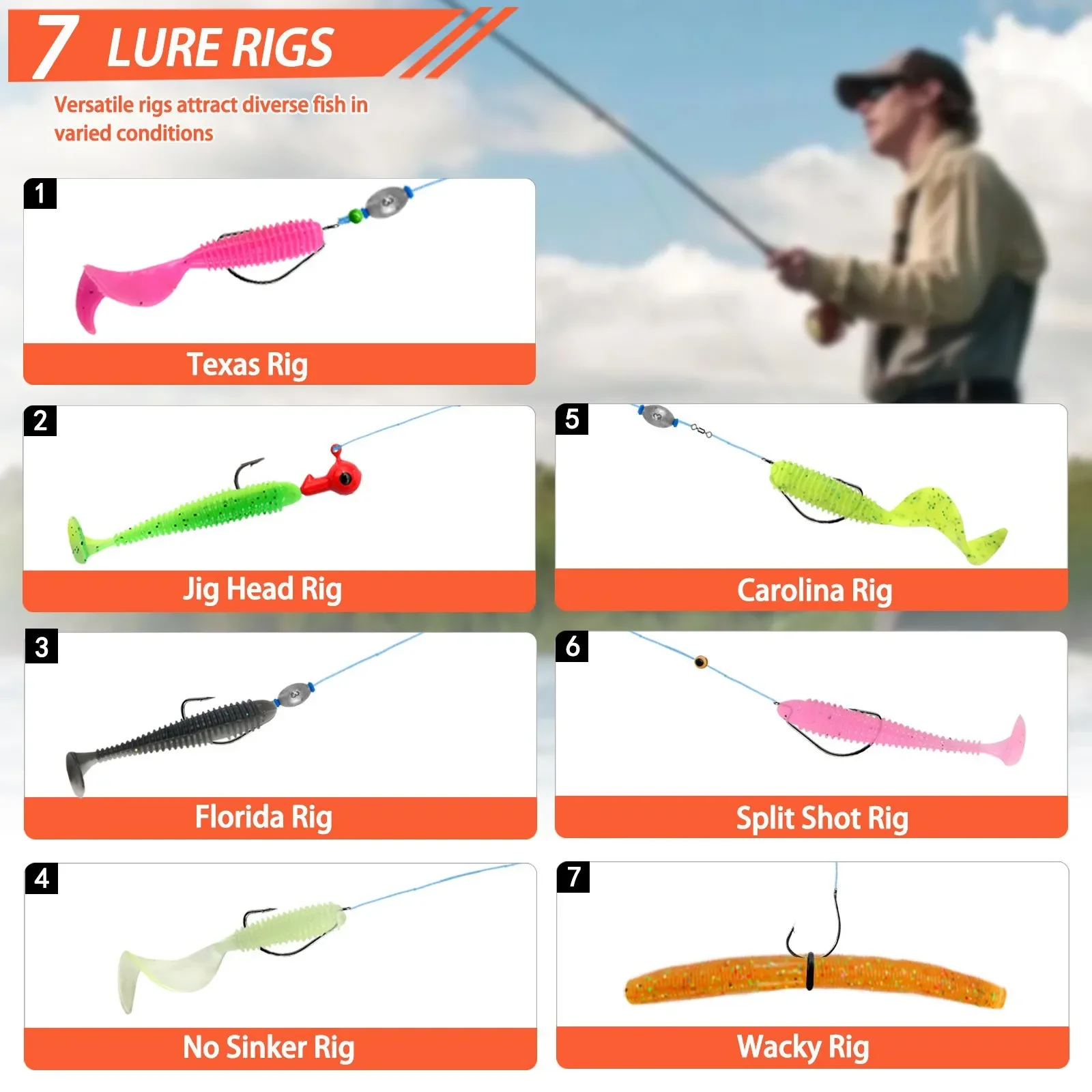 Fishing Lures Tackle Box with Crankbaits, Spoon, Hooks, Weights & Other Accessories, Fishing Bait Lure Gear Kit Gifts for Men 5