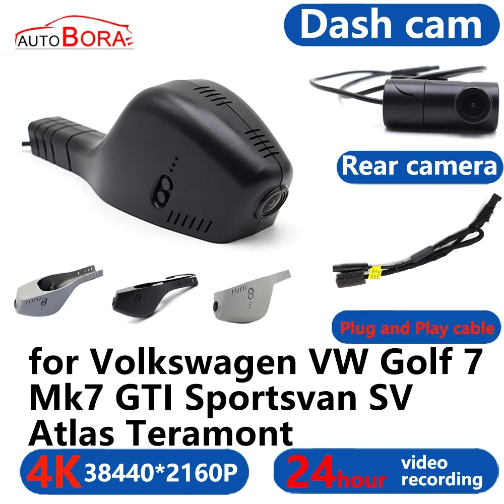 

AutoBora 4K Wifi 3840*2160 Car DVR Dash Cam Camera 24H Video for Volkswagen VW Golf 7 Mk7 GTI Sportsvan SV Atlas Teramont