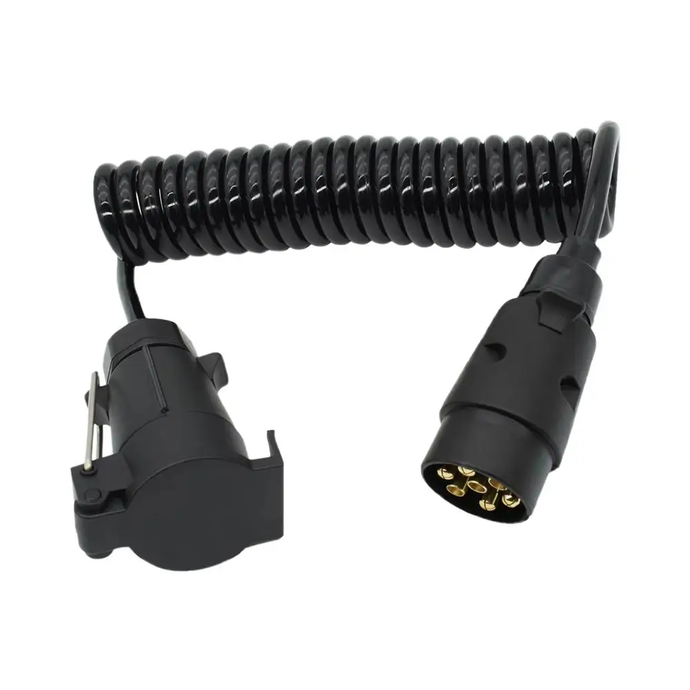 7Pin Adapter Cable Trailer Plug Extension Spring Cord for Car RV Trailer Adapter Wiring C7R2,trailer plug adapter,trailer plug,towing adapter,towing adaptor,trailer extension cable