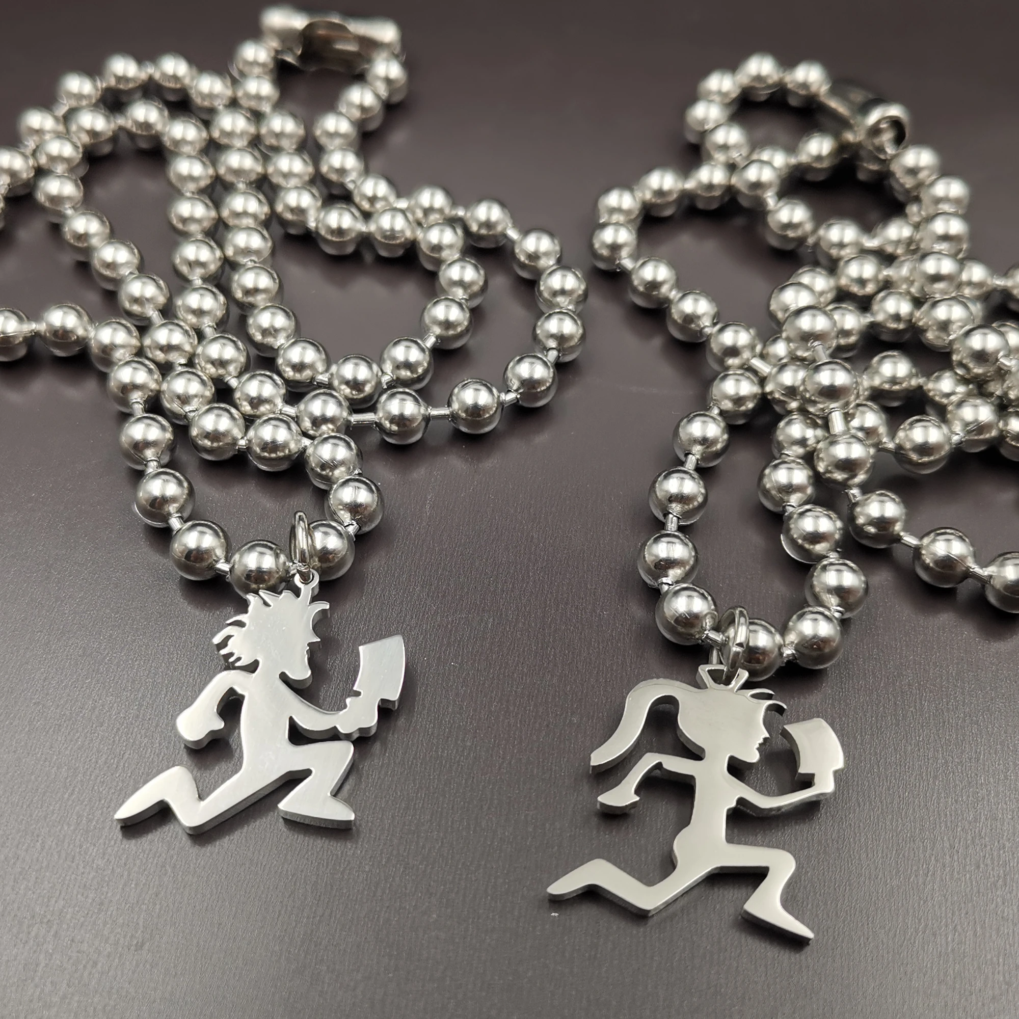 Choose ICP Hatchetman Necklace Juggalo Juggalette Charm Stainless Steel 1inch Hatchetman Pendant Necklace Beads Chain 6mm 24inch 3