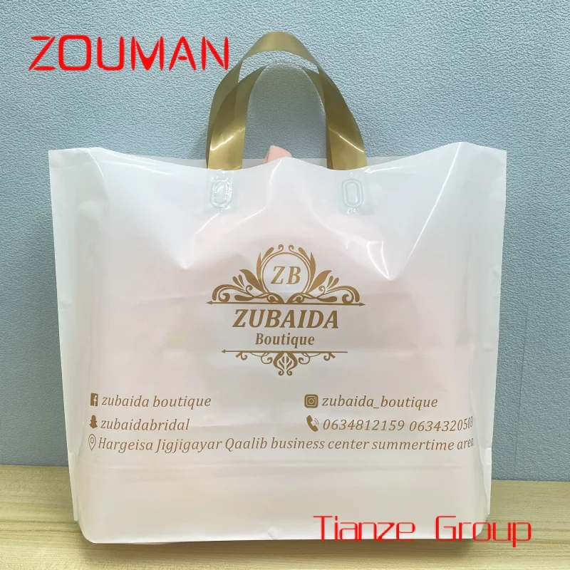 Custom , Custom Printed Logo Design LDPE/HDPE handle plastic bag die cut bag shopping bag for clothing/shoe packing