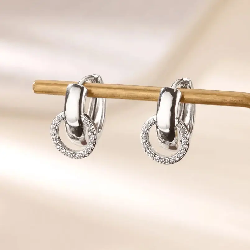 Zircon Double Circle Earrings for Women